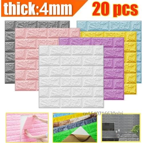 7mm Thicken 3D BrickWall Sticker Brick Self-Adhesive Anti-Collision Wallpaper Foam Panel for Childrens Room Home Wall Decor