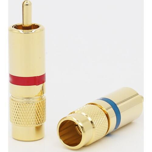 4pcs 24K Gold Plated RCA Plugs Audio RCA jack For diy VDH RCA cable