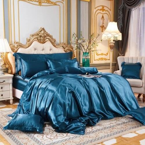 49 natural silk Bedding Sets solid color Luxury Bedding Kit Duvet Cover Set Bed Set Free shipping