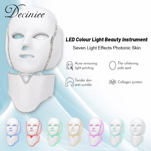 7 Colors Light LED Facial Mask With Neck Skin Rejuvenation Face Care Treatment Beauty Anti Acne Therapy Whitening Skin Tighten