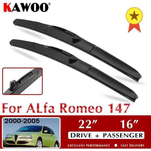 KAWOO Car Wiper Blades for Alfa Romeo 147 22"+16" 2000 2001 2002 2003 2004 2005 Wipers Fit U Hook Arms Auto Accessories Styling