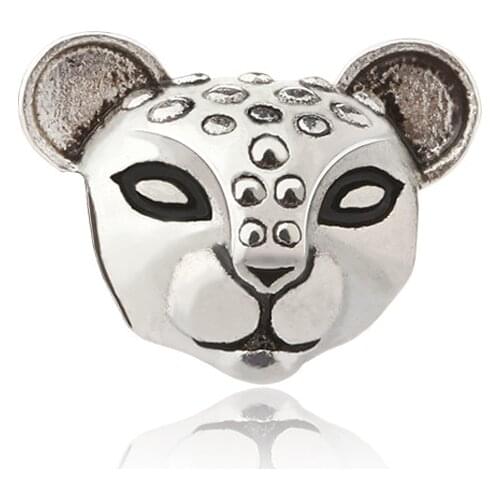 10PCS New Animal Zinc Alloy Charms Silver Color Cheetah Leopard Beads fit Cool Pendants Snake Men Bracelets DIY Jewelry Making