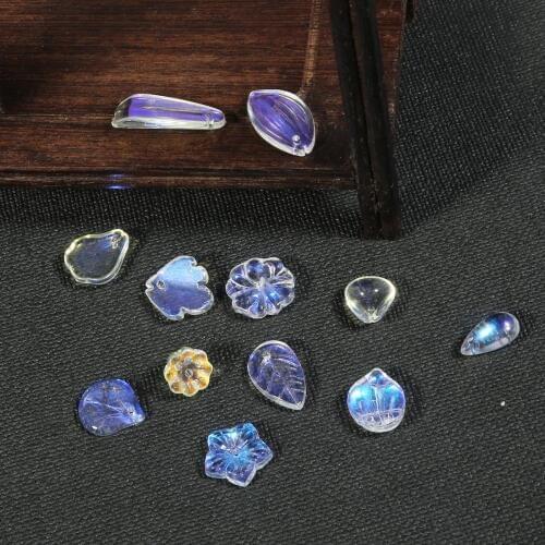 10pcs Glass petals beads plum flowers lotus leaves styles For Jewelry Making Arts Crafts Apparel Sewing Garment Beads DIY