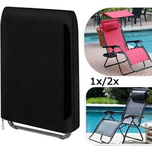 Dinning Chair Covers Dustproof Oxford Cloth Black Folding Reclining Chair Cover Rattan Sun Lounger Cover Waterproof