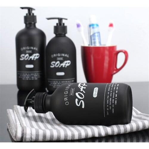 Black Glass Soap Dispenser Bath Shampoo Bottle Hand Washing Sanitizer Storage Sub-bottle Home Bathroom Press Bottles