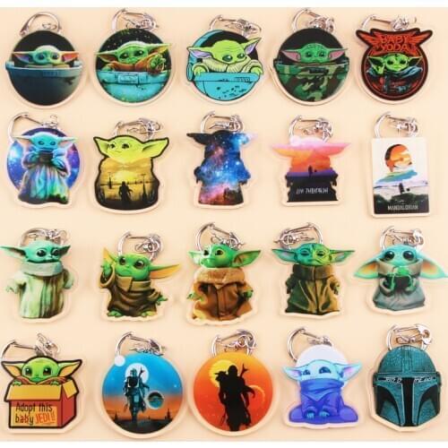 Disney Star Wars Mandalorian Yoda Baby Anime Figure Key Chain Yoda Master Figure Acrylic Key Ring Cute Collective Accessories