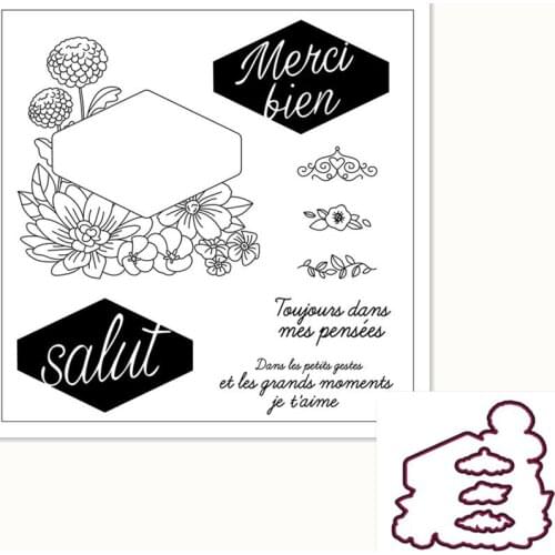 French Flowers Text Silicone Clear Rubber Stamp Sheet Cling Scrapbooking DIY Cute Pattern Photo Album Paper Decoration