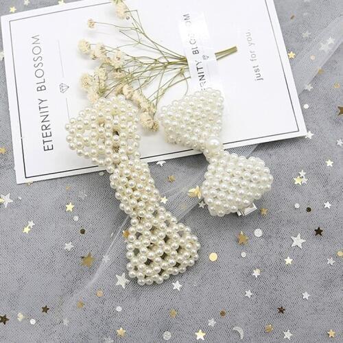 Ins Boutique 10pcs Fashion Retro Pearl Beads Bow Hairpins Solid Royal Bowknot Hair Clips Women Headwear Hair Accessories