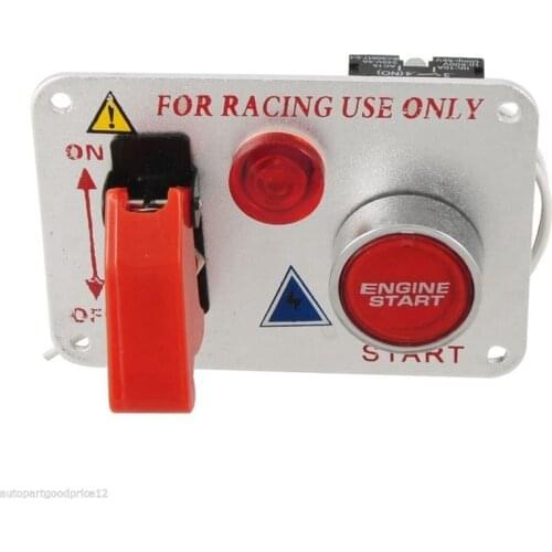 Silver 12V Racing Car Engine Start Push Button 2in1 Toggle Ignition Switch Panel