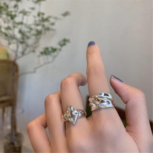 Korean Fashion Irregular Bumps Ring for Women Girls Vintage Personality Open Adjustable Geometric Ring Statemnet Party Jewelry