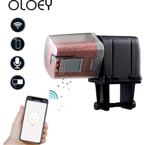 1PC Automatic Fish Feeder WiFi Remote Control Timer Speech Home Aquarium Adjustable Food Feeding Portable Fish Feeder Tools
