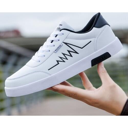 Little White Shoes Men Breathable Sneakers Simple Lightning Pattern Casual Shoes Color Matching Sneakers Men Zapatos De Hombre