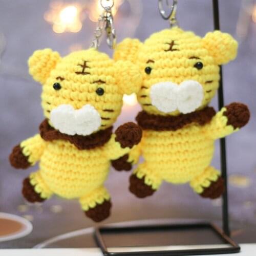 Exquisite Artificial weaving yellow tiger pendant good quality soft Soothing Doll christmase birthday couple Valentine Day gift