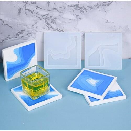 Square Island Coaster Epoxy Resin Mold Cup Mat Silicone Mould DIY Crafts Jewelry Home Decorations Casting Tools
