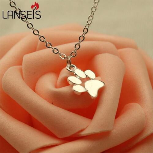 Lanseis 20pcs Paw print necklace pendant - alloy - cats and dogs paw of animals