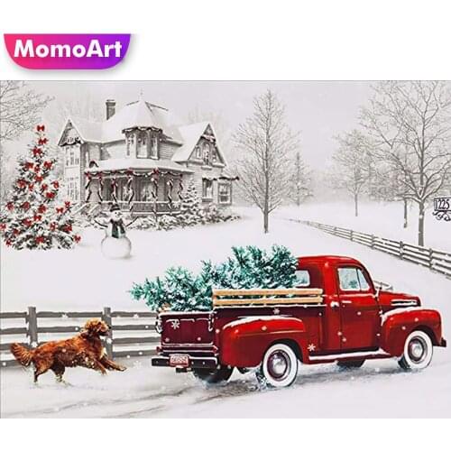 MomoArt DIY Diamond Painting House Rhinestones Diamond Mosaic Car Scenery Cross Stitch Embroidery New Arrival Winter Home Decor