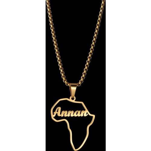 Custom Name Map Shape Pendant Nameplate Personalized Letters Numbers Logo Stainless Steel Necklaces Thick Chain for Men Gifts