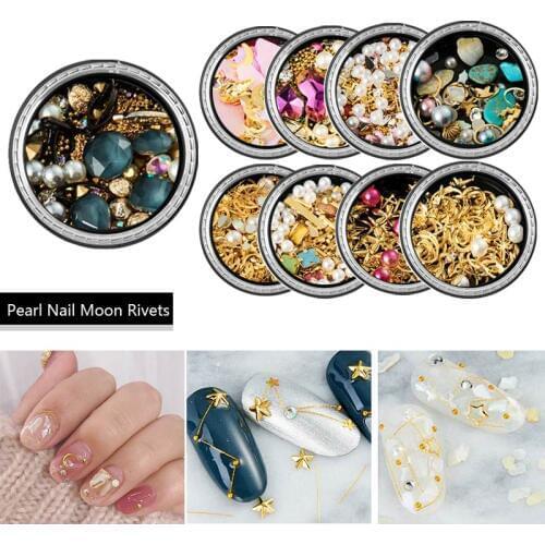 Mix Color Nail Rhinestones Stones Pearl 3D Nail Art Decoration Gems Charms Nails Metal Rivet Jewelry Accessories