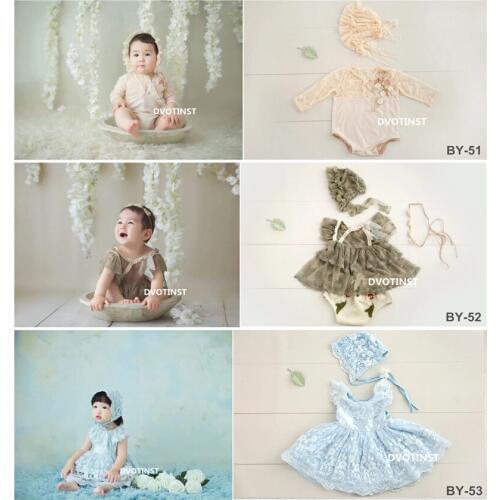 Dvotinst Baby Girls Photography Props Lace Outfits Cute Mesh Dresses Costume Set Fotografia Accessories Studio Shooting Props
