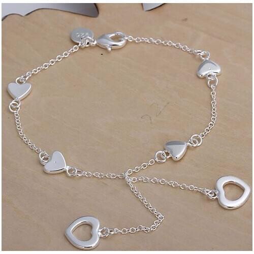 H190 Hot Sale Fine Silver Plated Jewelry,Wholesale Factory Price 925 Charms Free Shipping Fashion Ten Hearts Bracelet /agxaiye