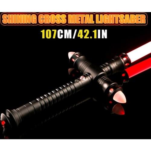 Shining Cross Lightsaber 107cm Metal Handle Heavy Duel Impact Boeing Effect Led Adjustable Volume Power Lightsaber Weapon