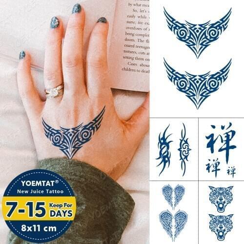 Juice Ink Lasting Waterproof Temporary Tattoo Sticker Wings Totem Dragon Tattoos Zen Wolf Body Art Arm Fake Tatoo Women Men