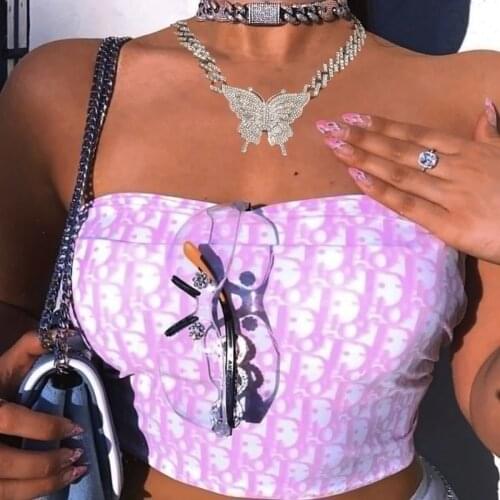 Y2K Crystal Butterfly Necklace for Women Charms Shiny Vintage Sweet Fashion Necklace Jewelry 90s Style Friendship Gifts New