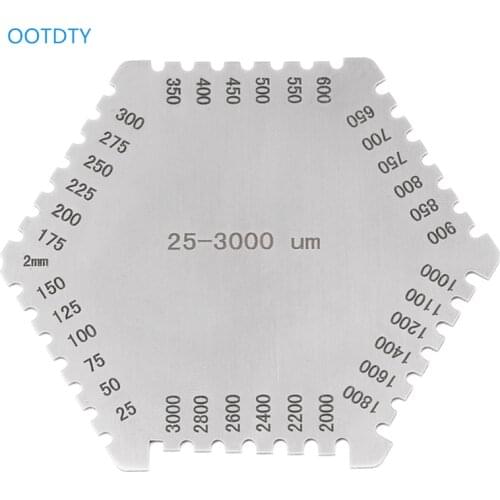 Stainless Steel Hexagonal Wet Film Comb Paint Wet Film Thickness Gauge Comb Regulation Wet Film Card 25-3000um