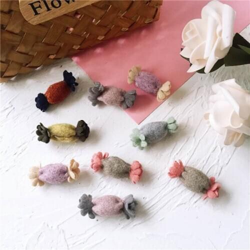 2020 New Dog Hair Clip Handmade Woolen Color Matching small Candy Teddy Pet Headdress Accessories