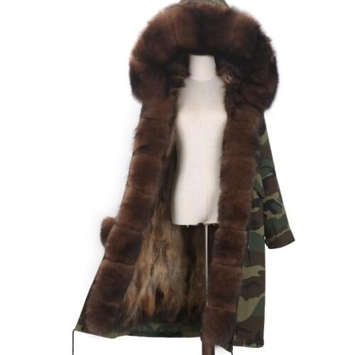 2021 New Waterproof Parka Women Natural Raccoon Fur Collar Hooded Real Fur Coat Winter Jacket Detachable Outerwear