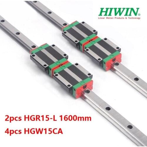 2pcs origial Hiwin rail HGR15 -L 1600mm + 4pcs HGW15CA HGW15CC blocks for cnc router