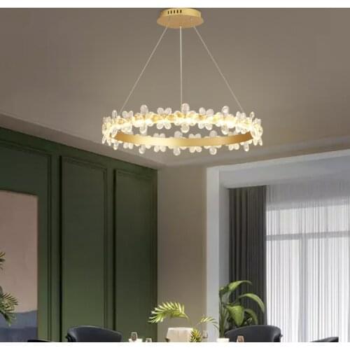 2021 Modern Round Crystal Chandelier For Dining Room Design Kitchen Island Lighting Fixtures Plated Chrome LED Cristal Lustre