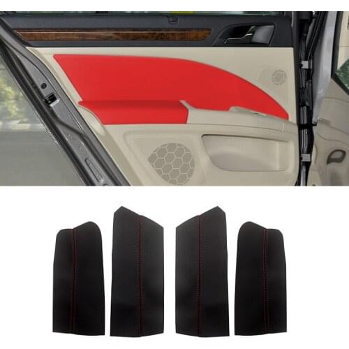 4pcs/set For Skoda Superb Car Door Armrest Panel Microfiber Leather Cover Protective Trim with Mount Fittings