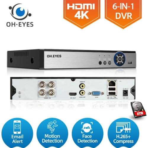 4K Hybrid 6 in 1 CCTV DVR TVI CVI AHD CVBS IP Camera Digital Video Recorder 4CH AHD DVR NVR System 8MP Surveillance Recorder 5MP