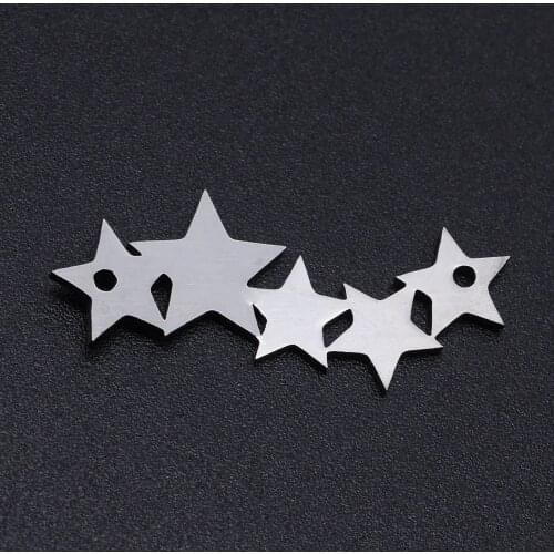 5pcs/lot 100% Stainless Steel Stars Connector Charms Wholesale Jewelry Making Charms Never Tarnish Necklace Pendants