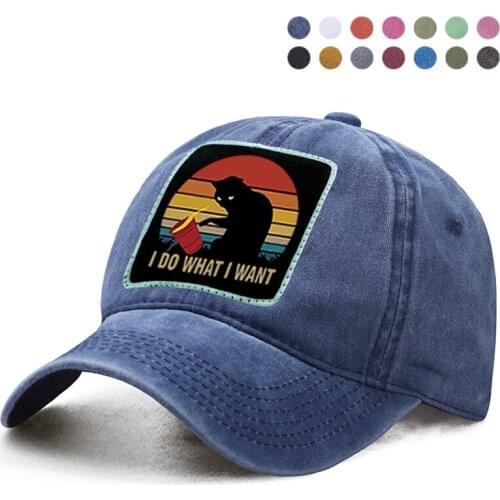 Animel Cats I Do What I Want Baseball Cap Dad Trucker Solid Brand Hat Woman Berets Ponytail Caps Casquette Snapback Hats Gorras