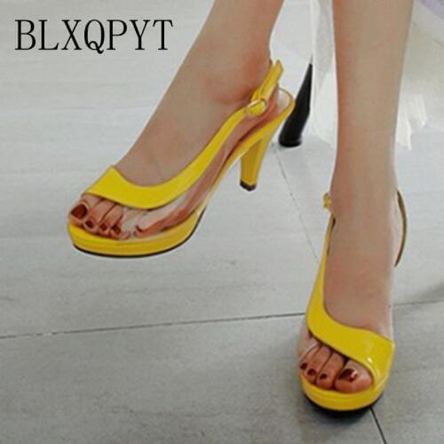 BLXQPYT New Big and Small Size 32- 45 Sandals Summer Style Women Platforms Fashion Dress Sweet High Heels 8 cm Shoes Woman c9-98