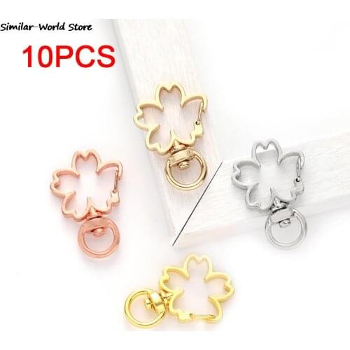 10pcs Cherry Blossoms Key Chain Key Ring DIY Spring and Summer Flower Keychain Jewelery Accessories Lobster Clasp