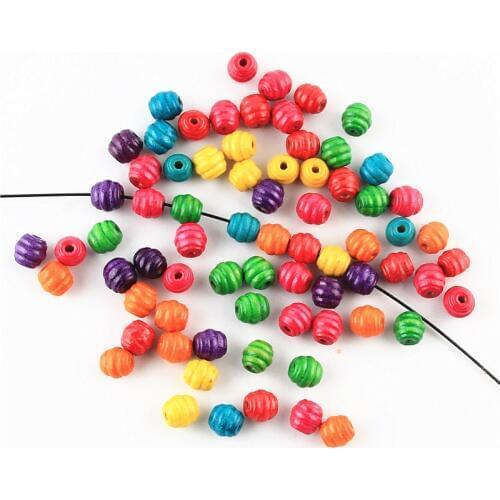 DIY 200Pcs 10mm Honeycomb Wooden Beads Multicolor Round Tubu Spacer Wood Beads For Jewelry Making