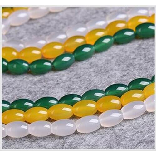 Gemstone New fashion jewelry necklace with pure natural yellow, white and green agate, chalcedony and rice pearls accessories