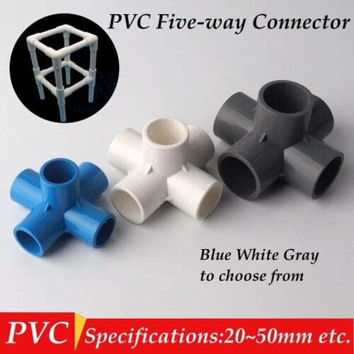 2pcs I.D 20-50mm PVC Pipe Five-Way Three-Dimensional Connector Home Garden Irrigation Hose Fittings Water Connectors DIY Tools