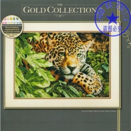 COTTON Free delivery Top Quality Lovely Counted Cross Stitch Kit leopard panther gaze gazing in forest dimensions 35300