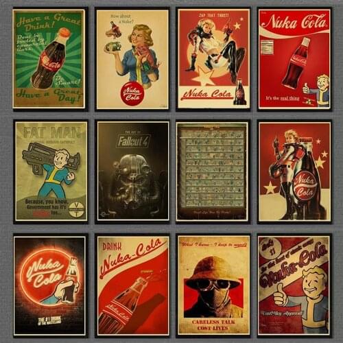 Fallout 3 4 Game Poster Home Furnishing decoration Highend Kraft paper Poster Game Drawing core Wall art for home/bar