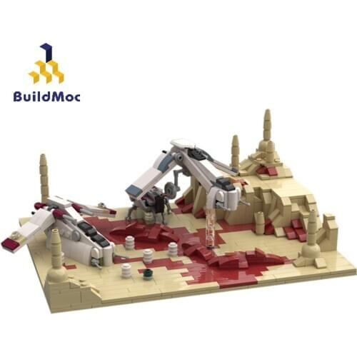 BuildMoc Star Movie LAAT Gunship Fighter Battle of Clones Geonosis Building Block City Transport Ship Educational Toys for Kids