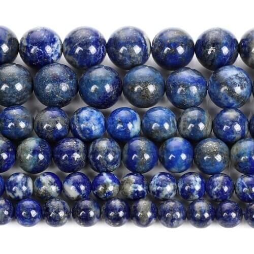 Lapis Lazuli Natural Stone Charm Round Loose Beads For Jewelry Making DIY Bracelets Necklace Earrings Accessories 6/8/10MM
