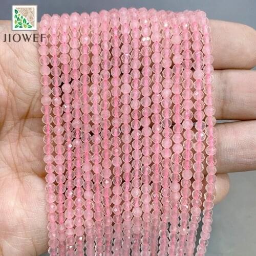 2/3mm 15'' Strand Natural Crystal Beads Faceted Pink Crystal Quartz Round Loose Beads For DIY Making Jewelry Earings Bracelet