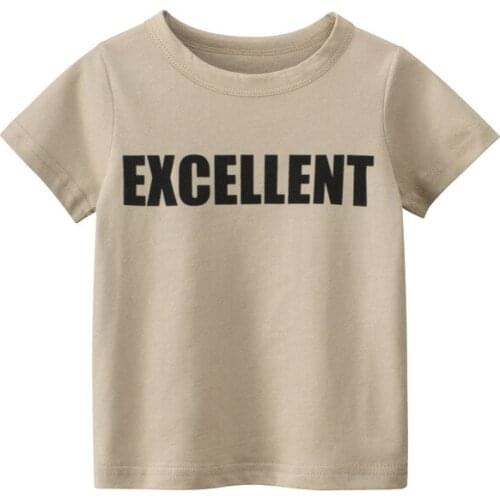 Summer Children T-shirts Kids Clothes Boys Short Sleeve Tops khaki Baby Tees Kid 100% Cotton T Shirt Outfits 2-9Years