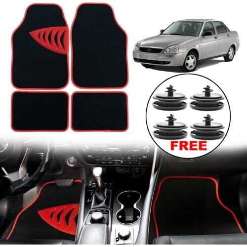 Set Car Floor Mat Carpet Cover Protector Clips Fastener Seat Rug Front Rear For LADA 2170 Priora 2007-2019 Vesta Granta Kalina