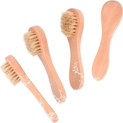 Natural Boar Bristles Facial Brush Dry Skin Bath Spa Brush Remove Dead Skin Rub Face Nail Brush SN709