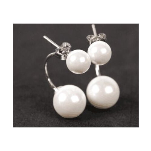 CHARMING 8-- 12MM NATURAL SOUTH SEA GENUINE SHELL WHITE PEARL EARRING